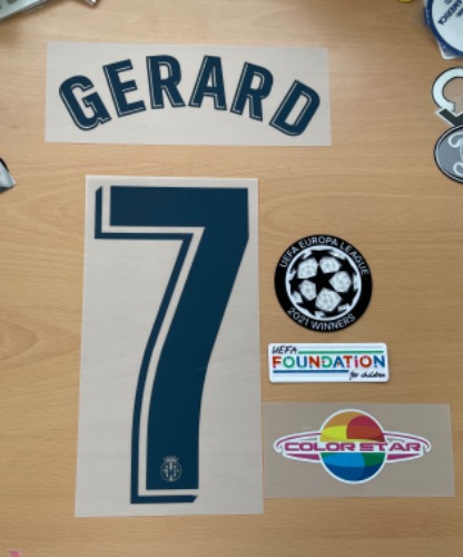 GERARD 7 정품오피셜마킹 네임세트+ Color Star 오피셜스폰서+UCL Patch Set / 비야레알 홈 2021/22