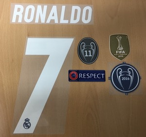 Ronaldo 7 오피셜 마킹 네임세트 / 레알마드리드 어웨이 2016/17+UCL패치세트