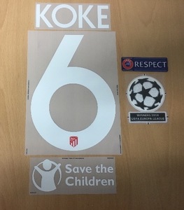 KOKE 6 오피셜 마킹 네임세트+ UEFA 챔피언스리그패치세트+ Save The Children