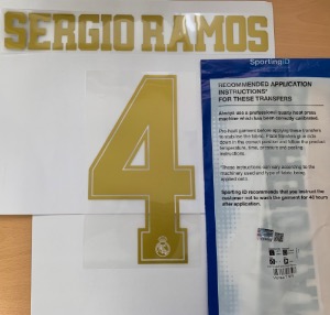 [작업의뢰시 구매전 고객센터로 연락요망] Sergio Ramos 4 오피셜 마킹 네임세트 / 레알마드리드 UCL, 컵대회 홈/어웨이 2019/20