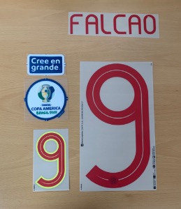 [Hot Sale!] FALCAO 9 정품오피셜 마킹 네임세트/ 콜롬비아 홈 2019/20 + COPA AMERICA 2019 오피셜 플레이어패치세트 (Cree en Grande + Copa America Brazil 2019)