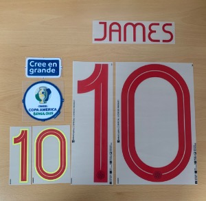 JAMES 10 정품오피셜 마킹 네임세트/ 콜롬비아 홈 2019/21 + COPA AMERICA 2019 오피셜 플레이어패치세트 (Cree en Grande + Copa America Brazil 2019)
