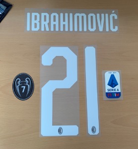 IBRAHIMOVIĆ 21 오피셜 마킹 네임세트+BOH7+Serie 2019/20 / AC밀란 홈 2019/20