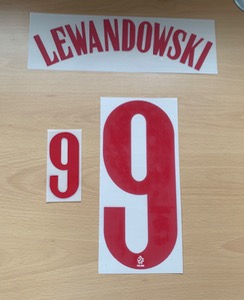 LEWANDOWSKI 9 오피셜 마킹 네임세트 / 폴란드 홈 2020/21 (유로 2020)