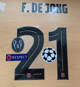 F.DE JONG 21  UCL 선수지급용 마킹 네임세트 / FC 바르셀로나 서드 2020/21 + 챔피언스리그패치세트