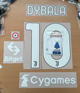 [Bomb Sale!] DYBALA 10 오피셜 마킹 네임세트+Cygames +코카르다(코파이탈리아우승패치)+세리에A패치+Bitget / 유벤투스 어웨이 2021/22