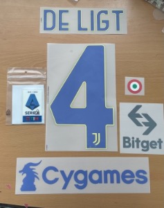 [Bomb Sale!] DE LIGT 4 오피셜 마킹 네임세트+Cygames +코카르다(코파이탈리아우승패치)+세리에A패치+BITGET / 유벤투스 서드 2021/22
