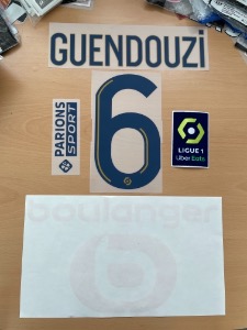 GUENDOUZI 6 + BOULANGER Sponsor+Parions Sport + LIgue 1 Patch / 마르세유 홈 2022/23